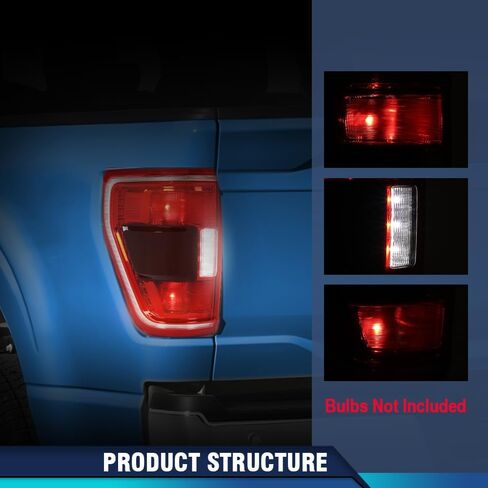 PIT66 Tail Light Assembly Brake Lamp Left Driver Side w/o Blind Spot Compatible with Ford F150 XL 2021-2023 (2-Door Standard Cab | 4-Door Extended Cab | 4-Door Crew Cab) Red in Saudi Arabia