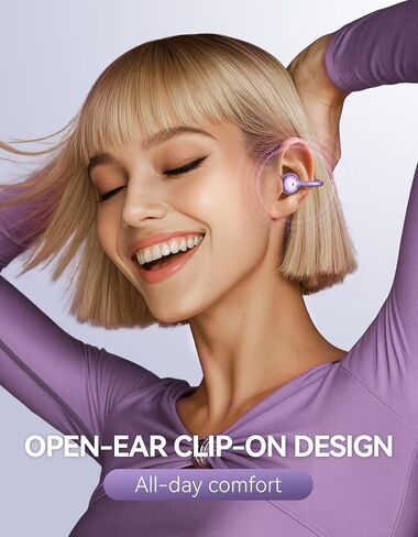 Clip Open Open Open On On Earbuds ، سائق 13 ملم ، 4.9G الخفيف ، والتحكم في Omnitap ، وتصميم L-Bridge الحصري ، وسماعات Bluetooth للراحة طوال اليوم. in Kuwait