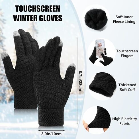 Winter Beanie Hat Scarf Gloves Set, Winter Clothes for Women, Fleece Lined Hats Touchscreen Gloves Thick Neck Warmer in Saudi Arabia