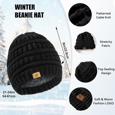 Winter Beanie Hat Scarf Gloves Set, Winter Clothes for Women, Fleece Lined Hats Touchscreen Gloves Thick Neck Warmer in Saudi Arabia
