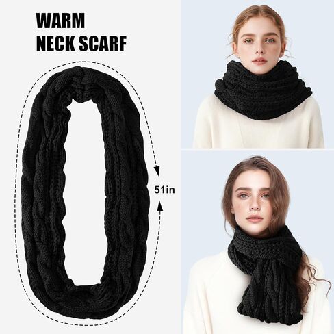 Winter Beanie Hat Scarf Gloves Set, Winter Clothes for Women, Fleece Lined Hats Touchscreen Gloves Thick Neck Warmer in Saudi Arabia