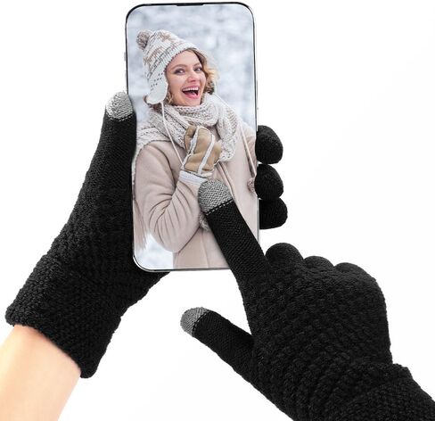 Winter Beanie Hat Scarf Gloves Set, Winter Clothes for Women, Fleece Lined Hats Touchscreen Gloves Thick Neck Warmer in Saudi Arabia