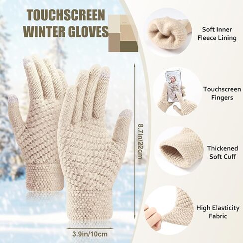 Winter Beanie Hat Scarf Gloves Set, Winter Clothes for Women, Fleece Lined Hats Touchscreen Gloves Thick Neck Warmer in Saudi Arabia