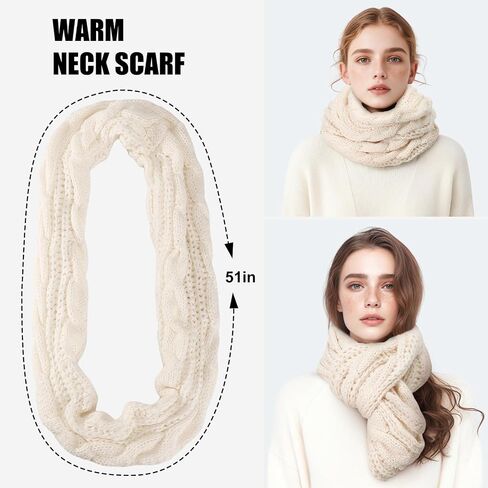 Winter Beanie Hat Scarf Gloves Set, Winter Clothes for Women, Fleece Lined Hats Touchscreen Gloves Thick Neck Warmer in Saudi Arabia