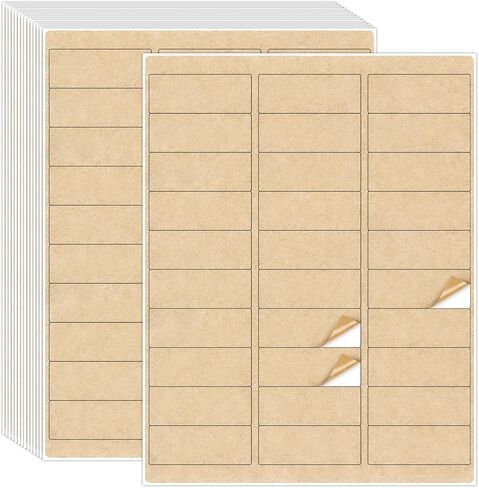 NATURALABEL 30 Sheets Printable Kraft Address Labels for Laser & Inkjet Printers, 1" x 2-5/8" - 30 per Page, Self-Adhesive Mailing Labels, Matte (900 Count) in Saudi Arabia