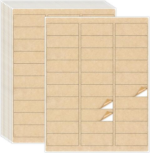 NATURALABEL 30 Sheets Printable Kraft Address Labels for Laser & Inkjet Printers, 1" x 2-5/8" - 30 per Page, Self-Adhesive Mailing Labels, Matte (900 Count) in Saudi Arabia