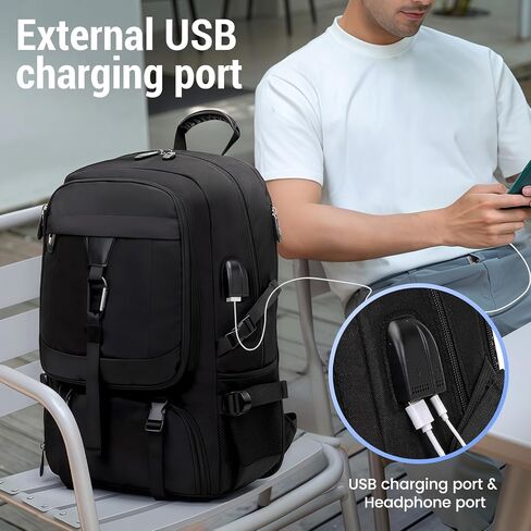للجنسين 15.6 محمول سفر على الظهر على ظهر حقيبة سفر مع منفذ USB ، وحمل حقائب الظهر ، قابلة للتوسيع ، في الهواء الطلق والعمل in Saudi Arabia