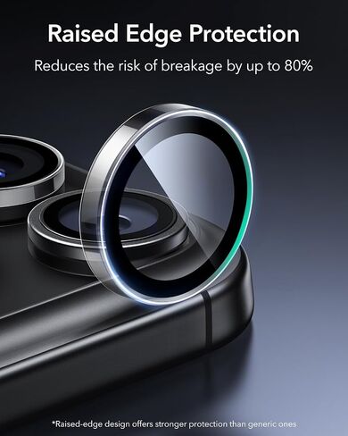 ESR لـ Samsung Galaxy S25 Ultra Camera Lens Protector ، حماة العدسات الفردية ، الزجاج المتقلب للغاية مع تحوّل الألومنيوم ، ودود الحالات ، ومجموعة واحدة ، فضية بريق in Kuwait