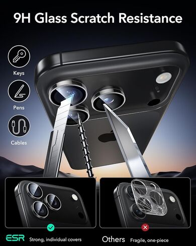 ESR لـ Samsung Galaxy S25 Ultra Camera Lens Protector ، حماة العدسات الفردية ، الزجاج المتقلب للغاية مع تحوّل الألومنيوم ، ودود الحالات ، ومجموعة واحدة ، فضية بريق in Kuwait
