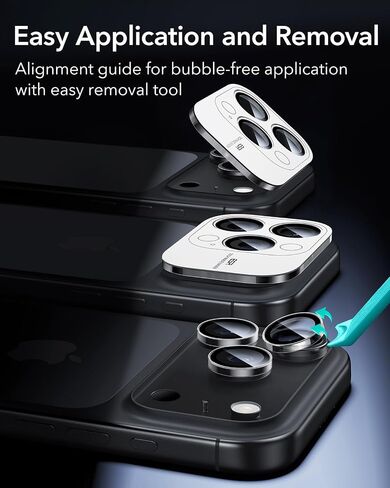 ESR لـ Samsung Galaxy S25 Ultra Camera Lens Protector ، حماة العدسات الفردية ، الزجاج المتقلب للغاية مع تحوّل الألومنيوم ، ودود الحالات ، ومجموعة واحدة ، فضية بريق in Kuwait