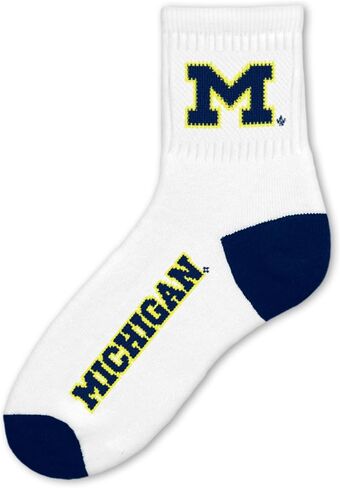 For Bare Feet NCAA Michigan Wolverines Quarter Socks, White in Saudi Arabia