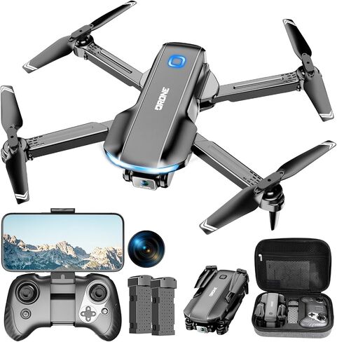بدون طيار مع كاميرا 1080 بكسل HD FPV قابلة للطي للبالغين والمبتدئين ، RC Quadcopter مع التحكم في الجاذبية ، مفتاح واحد الإقلاع/الأرض ، وضع التدفق البصري ، 360 درجة ، وضع 3 سرعات ، نقطة الطريق in Kuwait