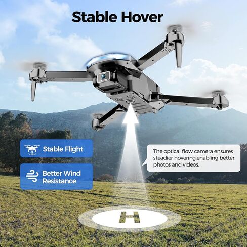 بدون طيار مع كاميرا 1080 بكسل HD FPV قابلة للطي للبالغين والمبتدئين ، RC Quadcopter مع التحكم في الجاذبية ، مفتاح واحد الإقلاع/الأرض ، وضع التدفق البصري ، 360 درجة ، وضع 3 سرعات ، نقطة الطريق in Kuwait