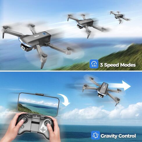 بدون طيار مع كاميرا 1080 بكسل HD FPV قابلة للطي للبالغين والمبتدئين ، RC Quadcopter مع التحكم في الجاذبية ، مفتاح واحد الإقلاع/الأرض ، وضع التدفق البصري ، 360 درجة ، وضع 3 سرعات ، نقطة الطريق in Kuwait