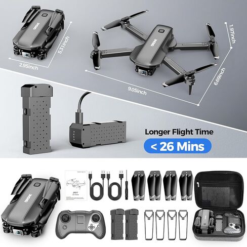 بدون طيار مع كاميرا 1080 بكسل HD FPV قابلة للطي للبالغين والمبتدئين ، RC Quadcopter مع التحكم في الجاذبية ، مفتاح واحد الإقلاع/الأرض ، وضع التدفق البصري ، 360 درجة ، وضع 3 سرعات ، نقطة الطريق in Kuwait