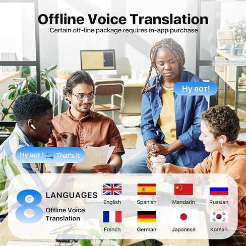 نشط الضوضاء إلغاء سماعات الأذن اللاسلكية مع ترجمة في الوقت الفعلي ، في أذن بلوتوث 5.4 سماعات الرأس براعم الأذن ستيريو باس عبر التطبيق (الأسود) in Kuwait