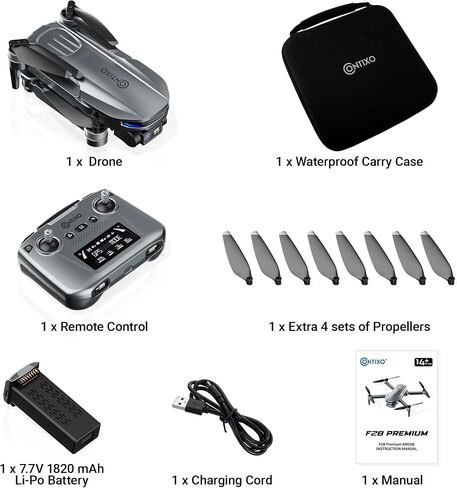 Contixo F23 GPS Drone With Camera, 46 Min Flight Time, 4.5" Screen Remote, Follow Me, Waypoints, 5GHz FPV Transmission, Return to Home, Hand Gestures, Orbit Mode Foldable Drones For Teens & Adults in Saudi Arabia