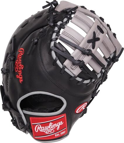 Rawlings | FOUNDATION First Base Mitt | Left Hand Throw | 12.5" - Single-Post Double-Bar Web | Black/Grey in Saudi Arabia