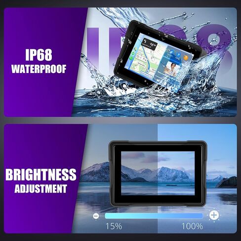 6.86 Inch Motorcycle Carplay Screen Rimoody with Wireless Carplay Android Auto for Car, Bluetooth, GPS Navigation, EQ, IP67 Waterproof Touchscreen, Mirror Link, Voice Control in Saudi Arabia