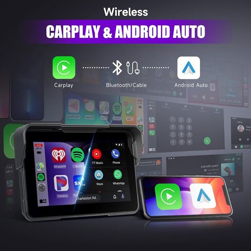 6.86 بوصة شاشة Carplay Carplay Rimoody مع Carplay اللاسلكي Android Auto للسيارة ، Bluetooth ، GPS Navigation ، EQ ، IP67 Haterproof Touchnen ، رابط المرآة ، التحكم الصوتي in Kuwait