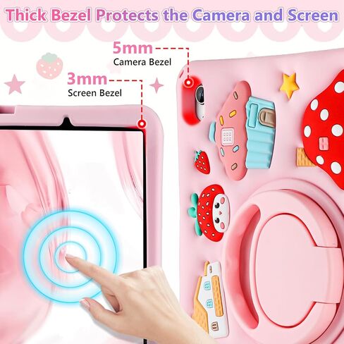 for iPad 10th Generation Case Kids Girls 10.9 Inch Case for iPad (A16) 11th Generation 11 Inch 2025, Strawberry Soft Silicone Cute Tablet Protection Cover with Strap & Rotating Stand, Purple in Kuwait