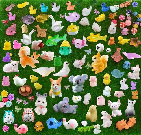 135 PCS MINI Resin Animals Resin Tiny Animal Miniature Animals التماثيل الصغيرة الصغيرة حيوانات صغيرة كبيرة للحديقة الجنية ملحقات المناظر الطبيعية الدقيقة دمية إخفاء الحرف اليدوية in Kuwait