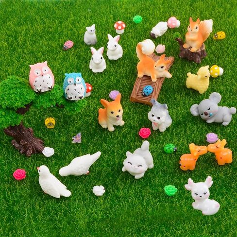135 PCS MINI Resin Animals Resin Tiny Animal Miniature Animals التماثيل الصغيرة الصغيرة حيوانات صغيرة كبيرة للحديقة الجنية ملحقات المناظر الطبيعية الدقيقة دمية إخفاء الحرف اليدوية in Kuwait