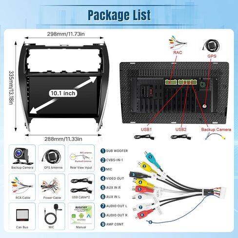 استريو Naifay Car Stereo لـ Toyota Camry 2012 2013 2014 (إصدار غير j.b.l) ، شاشة 2g +32g in Kuwait