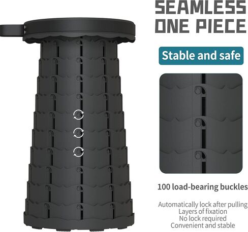 ALEVMOOM 2025 18" H Collapsible Stool with Cushion, Capacity 600lbs Portable Stools for Adults Heavy Duty, Adjustable Height Telescoping Folding Stool, for Outdoor Camping Travel Hiking Fishing in Kuwait