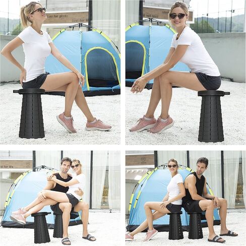 ALEVMOOM 2025 18" H Collapsible Stool with Cushion, Capacity 600lbs Portable Stools for Adults Heavy Duty, Adjustable Height Telescoping Folding Stool, for Outdoor Camping Travel Hiking Fishing in Kuwait