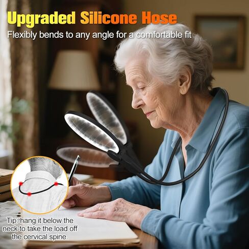 الأيدي الزجاج الخالي من المكبرة مع الضوء للعمل الوثيق ، و 5.5 بوصة 5x الزجاج المكبرة ، وارتداء الرقبة الكبرى لقراءة الكتب ، والخياطة ، والخياطة المتقاطعة ، وكبار السن منخفضة الرؤية مع عيون الشيخوخة in Kuwait