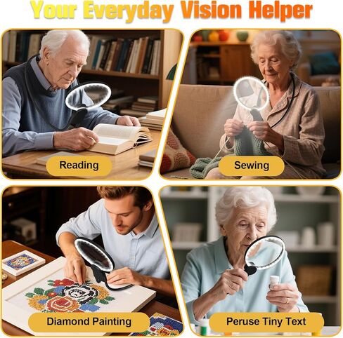الأيدي الزجاج الخالي من المكبرة مع الضوء للعمل الوثيق ، و 5.5 بوصة 5x الزجاج المكبرة ، وارتداء الرقبة الكبرى لقراءة الكتب ، والخياطة ، والخياطة المتقاطعة ، وكبار السن منخفضة الرؤية مع عيون الشيخوخة in Kuwait