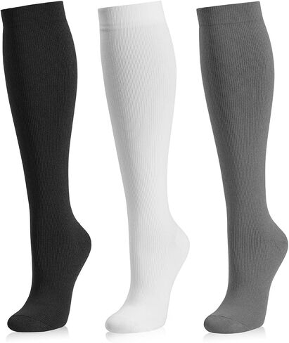 Medical Compression Socks for Women and Men 3 Pairs 20-30 mmHg Knee High Christmas Compression Stockings Circulation Best for Running Athletic Nurses in Saudi Arabia