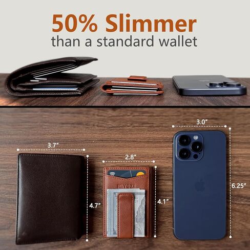 Airtag Wallet for Men- With Money Clip Gift Boxed, Magnetic Closure Slim Genuine Leather Front Pocket Wallet, 3.9"x 2.7", RFID Blocking in Saudi Arabia