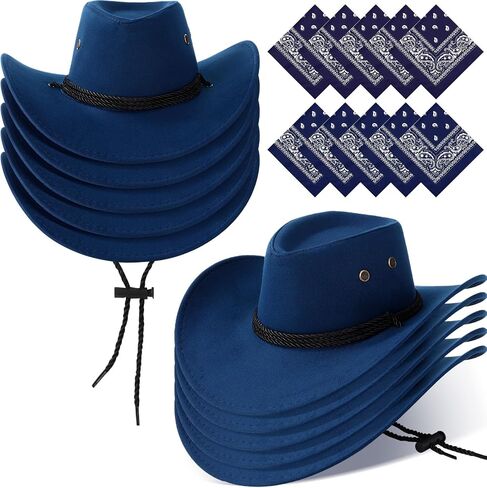 Coume 10 Set Cowboy Hat and Bandana for Women Men 10 Cowgirl Cowboy Hat Bulk 10 Western Bandanas for Adult Costume Party in Saudi Arabia