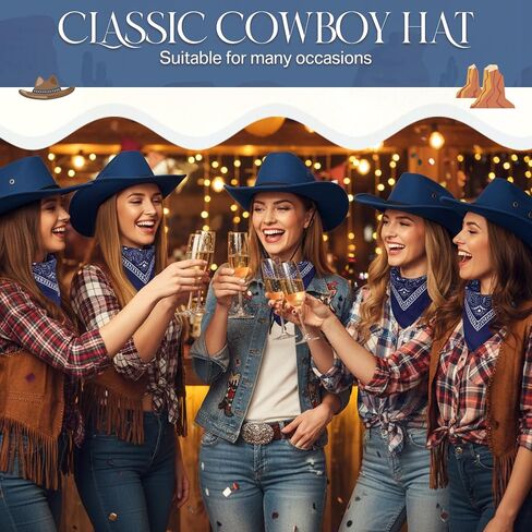 Coume 10 Set Cowboy Hat and Bandana for Women Men 10 Cowgirl Cowboy Hat Bulk 10 Western Bandanas for Adult Costume Party in Saudi Arabia