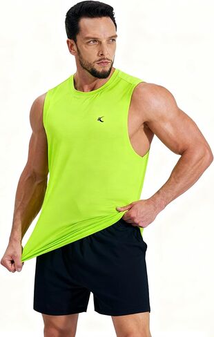 KPSUN Men's Quick Dry Workout Tank Tops Sleeveless Gym Muscle Shirts Fitness Running Athletic Swim Shirt with Side Pocket in Kuwait