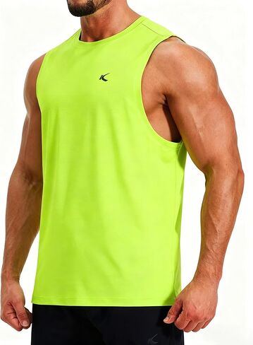 KPSUN Men's Quick Dry Workout Tank Tops Sleeveless Gym Muscle Shirts Fitness Running Athletic Swim Shirt with Side Pocket in Kuwait