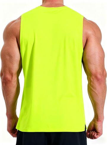 KPSUN Men's Quick Dry Workout Tank Tops Sleeveless Gym Muscle Shirts Fitness Running Athletic Swim Shirt with Side Pocket in Kuwait