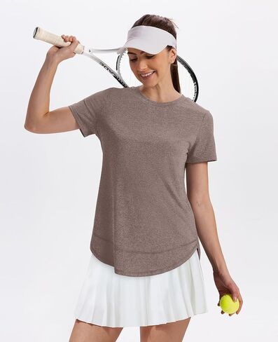 Womens Workout Tops Short Sleeve Shirts with Sun Protection Trendy Spring Summer Outfits S-3XL in Saudi Arabia