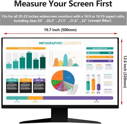 RedANGEL 【2 Pack】 24 Inch Privacy Screen Protector (Compatible with 23", 23.6", 23.8") for 16:9/16:10 Widescreen Monitors-Blue Light Blocking,Hanging Design, Anti-Scratch for Desktop Computers in Saudi Arabia