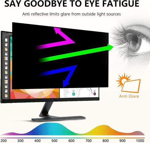RedANGEL 【2 Pack】 24 Inch Privacy Screen Protector (Compatible with 23", 23.6", 23.8") for 16:9/16:10 Widescreen Monitors-Blue Light Blocking,Hanging Design, Anti-Scratch for Desktop Computers in Saudi Arabia