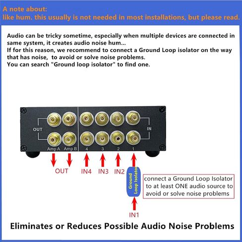 4 Way Stereo RCA Audio Switch Input Signal Source Switcher 4 Input 1 Output Splitter Passive Selector Box (Silver) S2 in Kuwait