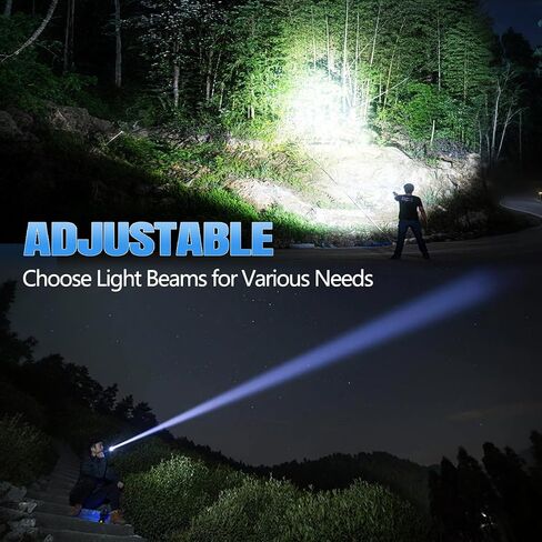 Tactical Flashlights Torch High Lumens Rechargeable, 3 Modes Led Waterproof Zoomable Linternas Handheld Small Flashlight, Adjustable Brightness Flash Light for Hurricane/Home/Emergency (2 Pack) in Kuwait