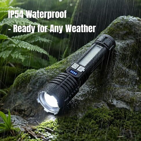 Tactical Flashlights Torch High Lumens Rechargeable, 3 Modes Led Waterproof Zoomable Linternas Handheld Small Flashlight, Adjustable Brightness Flash Light for Hurricane/Home/Emergency (2 Pack) in Kuwait