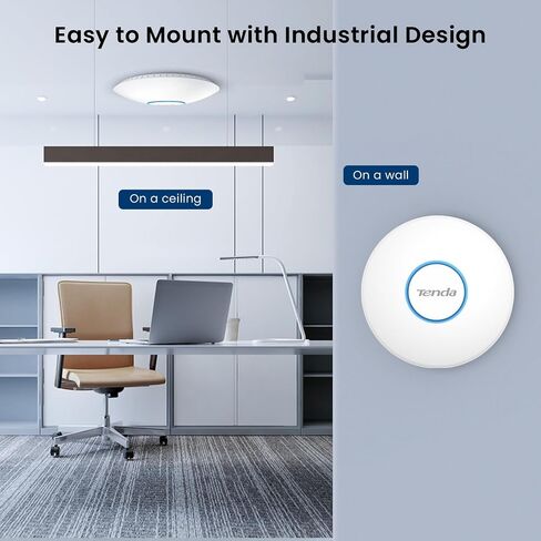 Tenda i36 Wi-Fi 7 Ceiling Mount Access Point, Dual-Band BE5010, Up to 5010 Mbps, 2.5G PoE+ Port, MU-MIMO, Seamless Roaming, Cloud Management, WPA3 Security, VLAN, Ideal for Business & Office in Saudi Arabia