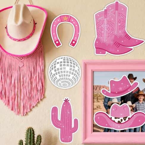 Cowgirl Western Cowtouts 60pcs Cowboy موضوع DIY Cuts Disco Ball Boots Bulletin Board Sheul's Smoot for Bachelorete Party Party Classroom Home Wall Decor (Cowgirl) in Kuwait