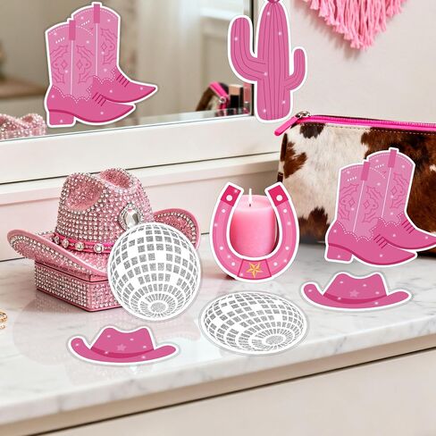 Cowgirl Western Cowtouts 60pcs Cowboy موضوع DIY Cuts Disco Ball Boots Bulletin Board Sheul's Smoot for Bachelorete Party Party Classroom Home Wall Decor (Cowgirl) in Kuwait
