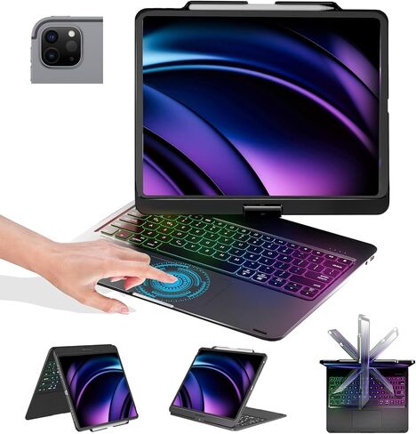 حالة لوحة مفاتيح BABG لـ iPad Air 13 Inch (M3/M2) و iPad Pro 13 ، iPad Pro 12.9 (6th/5th/4/3rd Gen) مع لوحة المفاتيح ، 360 درجة قابلة للتدوير ، toupad ، الخلفية ، شحن القلم الرصاص الأخضر in Kuwait