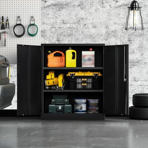 Metal Storage Cabinet, 71 Inch Tall Metal Storage Cabinet with Doors and Shelves, Pantry Cabinets for Kitchen Storage, Garage Cabinet for Living, Dining Room, Assemble Required in Saudi Arabia